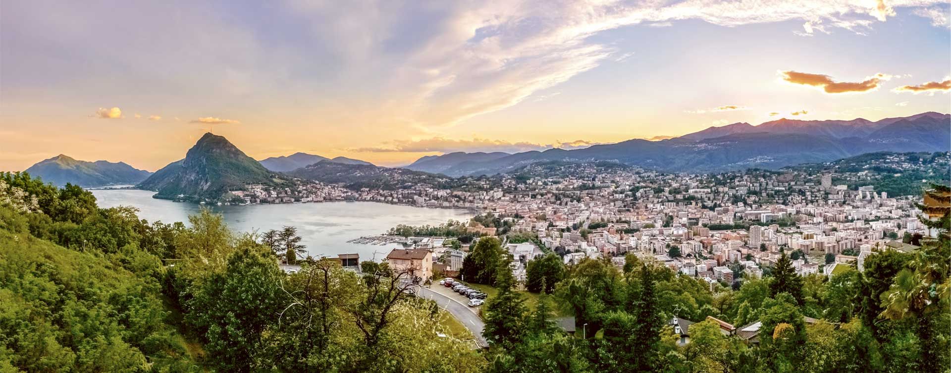 Aerial view of Lugano city